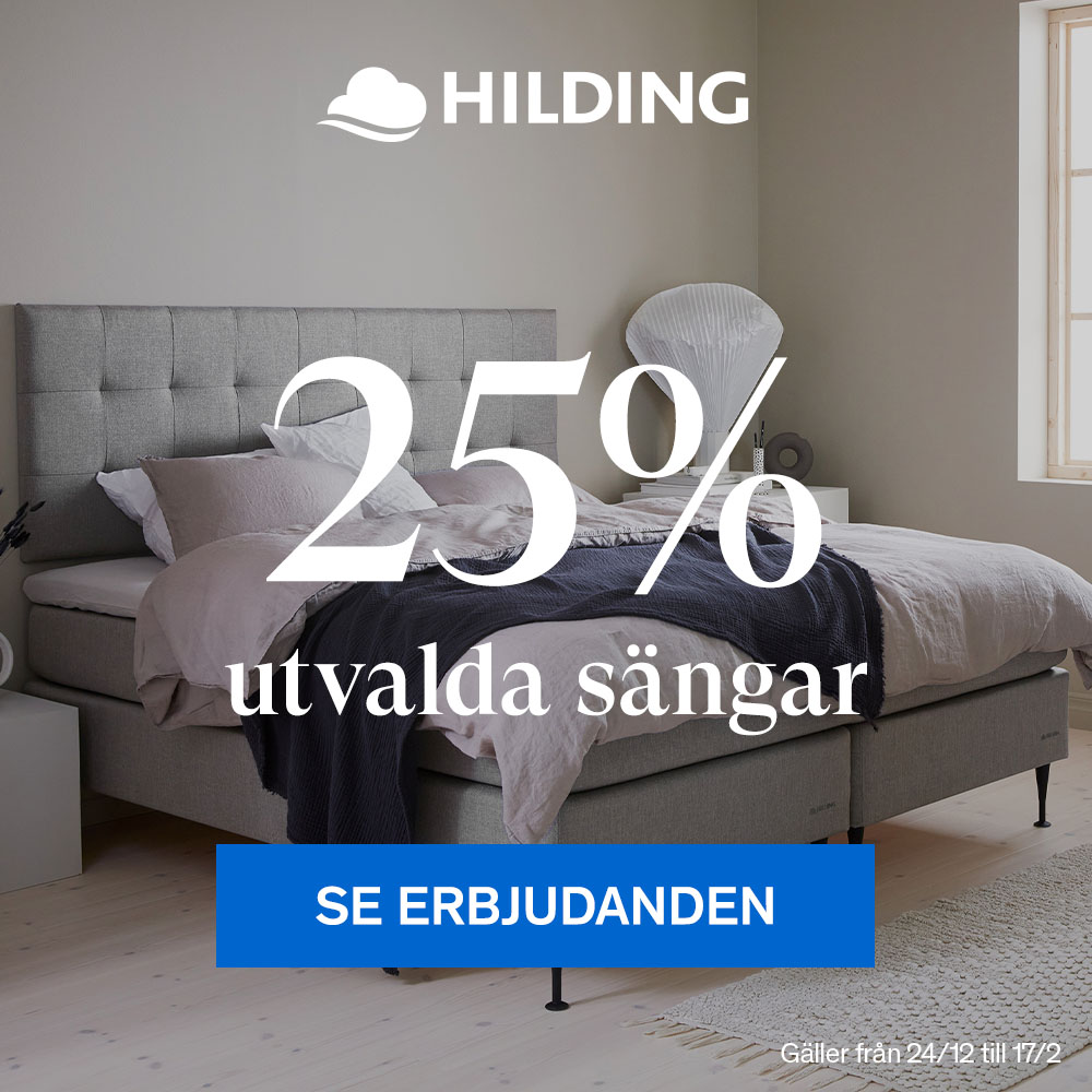 Hilding utvalda sängar 25%.